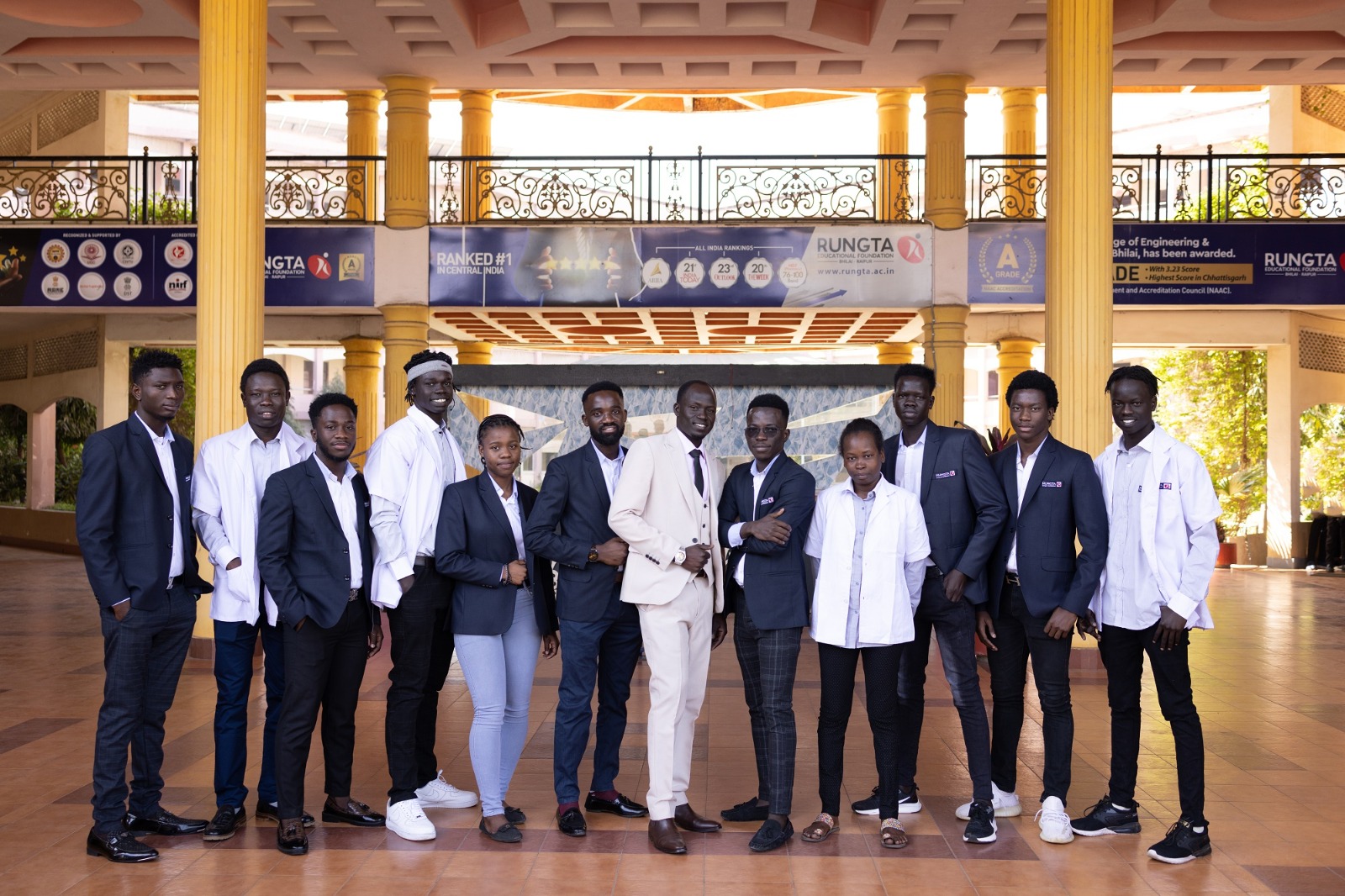 A diverse group of students on an Indian college campus